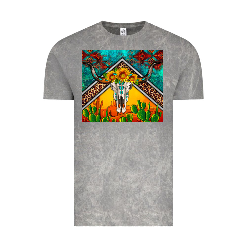 Western Sunflowers Longhorn Bull Skull Vintage Tee by Artiststas | Teevron