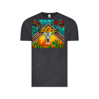 Vintage Black western sunflowers longhorn bull skull Vintage Tee - Artiststas