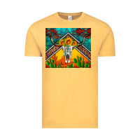 Vintage Mustard western sunflowers longhorn bull skull Vintage Tee - Artiststas