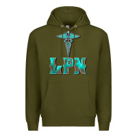 Army Green licensed practical nurse medical symbol Premium Hoodie - BarkalooDesign