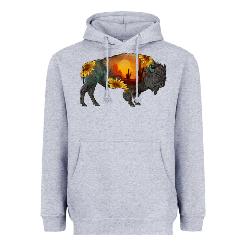 Sunflower Bison Heavyweight Hoodie by RanaPortraitStore | Teevron