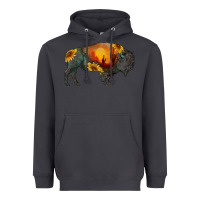 Smoke sunflower bison Heavyweight Hoodie - RanaPortraitStore