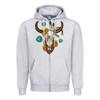 Heather Grey western cow skull Zipper Hoodie - texasbilliewilder