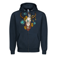 Navy western cow skull Zipper Hoodie - texasbilliewilder