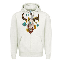 Western Cow Skull Zipper Hoodie | Teevron