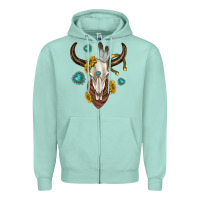 Seafoam western cow skull Zipper Hoodie - texasbilliewilder