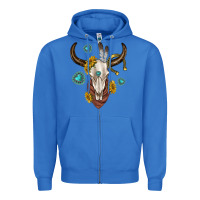 True Royal western cow skull Zipper Hoodie - texasbilliewilder