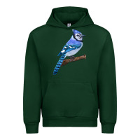 Forest Green Blue Jay Bird Urban Hoodie - LillyAllenDesigns