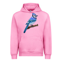 Fuchsia Pink Blue Jay Bird Urban Hoodie - LillyAllenDesigns