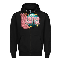 Black western disco cowgirl Zipper Hoodie - texasbilliewilder