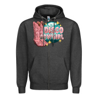 Charcoal Heather western disco cowgirl Zipper Hoodie - texasbilliewilder