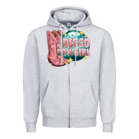 Heather Grey western disco cowgirl Zipper Hoodie - texasbilliewilder