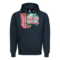 Navy western disco cowgirl Zipper Hoodie - texasbilliewilder