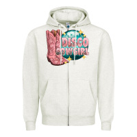 Oatmeal Heather western disco cowgirl Zipper Hoodie - texasbilliewilder