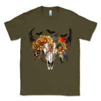 Army Green Halloween Bull Skull Classic Tee - RanaPortraitStore