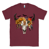 Burgundy Halloween Bull Skull Classic Tee - RanaPortraitStore