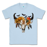 Dusty Blue Halloween Bull Skull Classic Tee - RanaPortraitStore