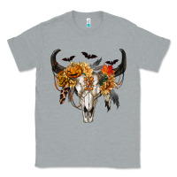 Heather Grey Halloween Bull Skull Classic Tee - RanaPortraitStore