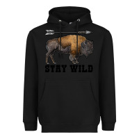 Black stay wild bison Heavyweight Hoodie - RanaPortraitStore