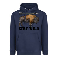 Navy stay wild bison Heavyweight Hoodie - RanaPortraitStore