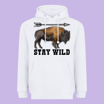 Stay Wild Bison Heavyweight Hoodie Designed By Ranaportraitstore