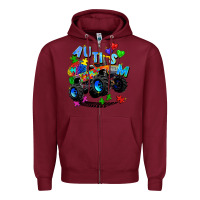 Burgundy monster truck autism Zipper Hoodie - Zillion Design Studio