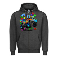 Charcoal Heather monster truck autism Zipper Hoodie - Zillion Design Studio