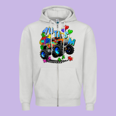 Monster Truck Autism Zipper Hoodie Designed By Zillion Design Studio