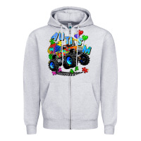 Heather Grey monster truck autism Zipper Hoodie - Zillion Design Studio