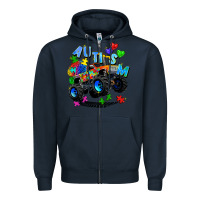 Navy monster truck autism Zipper Hoodie - Zillion Design Studio