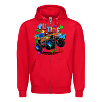 Red monster truck autism Zipper Hoodie - Zillion Design Studio