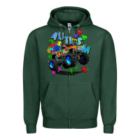 Sports Green monster truck autism Zipper Hoodie - Zillion Design Studio