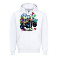 White monster truck autism Zipper Hoodie - Zillion Design Studio