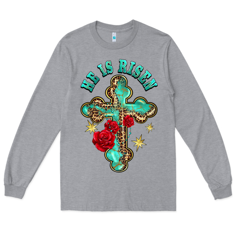 He Is Risen Cross With Roses Long Sleeve Tee by BarkalooDesign | Teevron