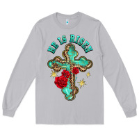 Moon Dust he is risen cross with roses Long Sleeve Tee - BarkalooDesign