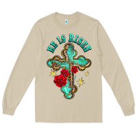 Mushroom he is risen cross with roses Long Sleeve Tee - BarkalooDesign