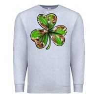 Heather Grey Cowhide leopard shamrock 4th of july Premium Sweatshirt - Neo Western