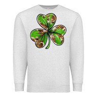 Oatmeal Heather Cowhide leopard shamrock 4th of july Premium Sweatshirt - Neo Western
