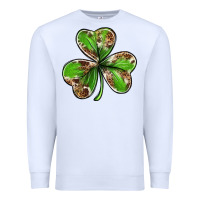 White Cowhide leopard shamrock 4th of july Premium Sweatshirt - Neo Western