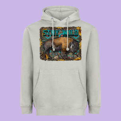 Stay Wild Aztec Bison Heavyweight Hoodie Designed By Ranaportraitstore