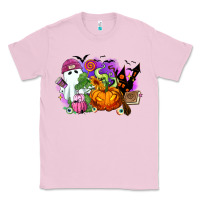 Bubblegum Pink Halloween ghost and jack o lantern Classic Tee - RanaPortraitStore