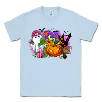 Dusty Blue Halloween ghost and jack o lantern Classic Tee - RanaPortraitStore