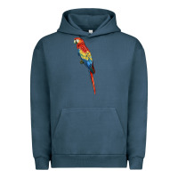 Pigment Midnight Navy Scarlet Macaw Parrot Urban Hoodie - LillyAllenDesigns