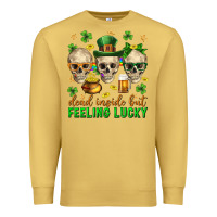 Antique Gold Dead inside but feeling lucky st. patricks day Premium Sweatshirt - Neo Western