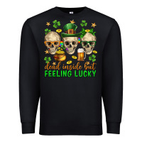 Black Dead inside but feeling lucky st. patricks day Premium Sweatshirt - Neo Western