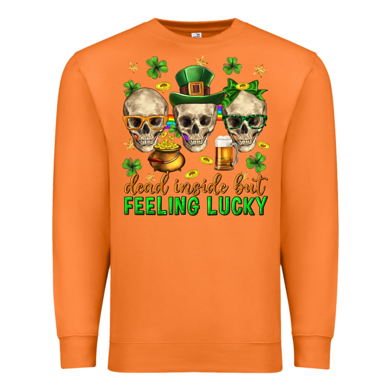 Dead Inside But Feeling Lucky St. Patricks Day Premium Sweatshirt by Neo Western | Teevron