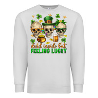 Dove Grey Dead inside but feeling lucky st. patricks day Premium Sweatshirt - Neo Western