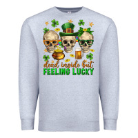 Heather Grey Dead inside but feeling lucky st. patricks day Premium Sweatshirt - Neo Western