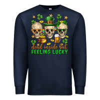 Navy Dead inside but feeling lucky st. patricks day Premium Sweatshirt - Neo Western