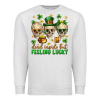 Oatmeal Heather Dead inside but feeling lucky st. patricks day Premium Sweatshirt - Neo Western